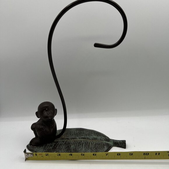 Cast Iron Monkey Leaf Banana Grape Holder Tail Hanging Hook Tropical Tiki Bar - Picture 4 of 9